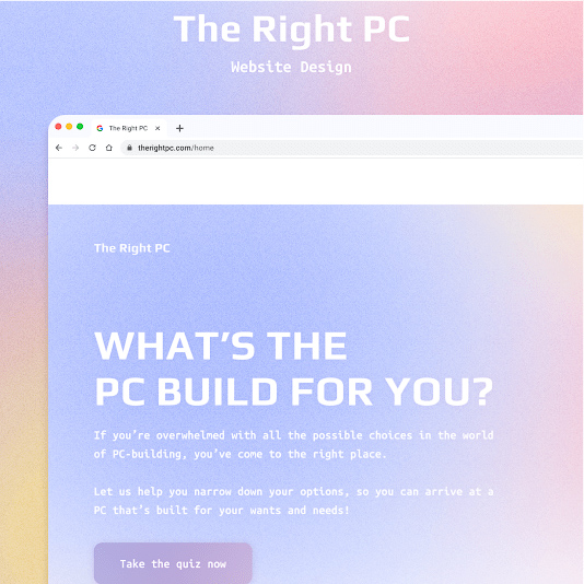 Mockup screen for the Right PC concept