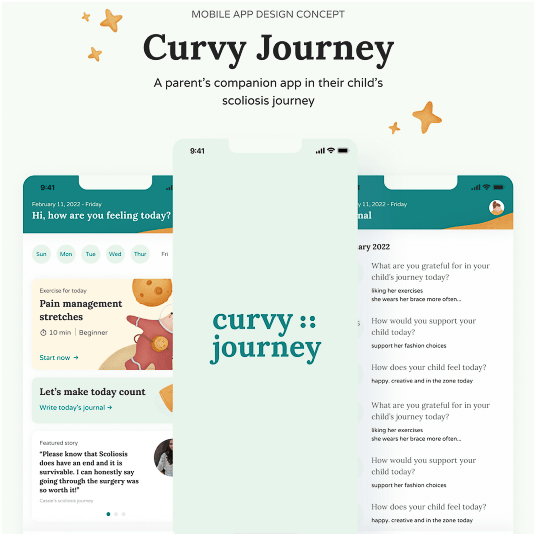 Mockup screen for the Curvy Journey concept