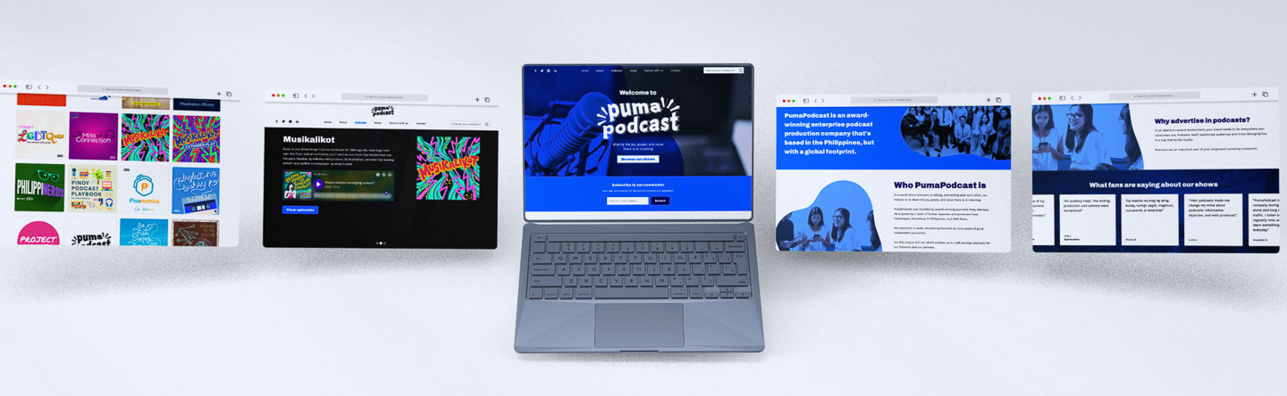 Mockups for PumaPodcast website redesign